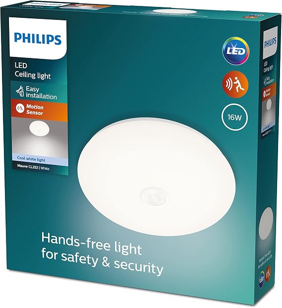 Philips Mauve Hareket Sensörlü Yuvarlak Tavan Lambası 16W 4000K Gün Işığı [Enerji Sınıfı E]