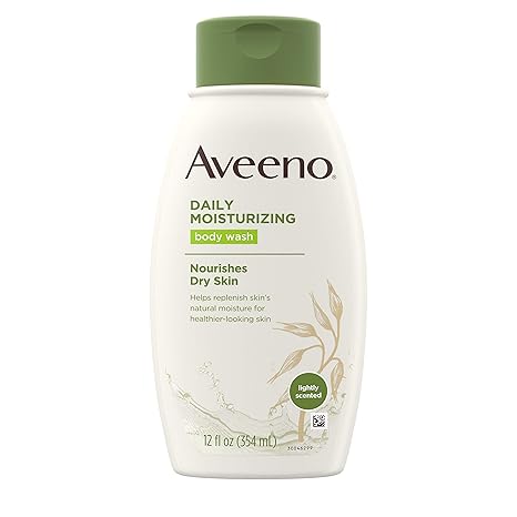 Aveeno Daily Moisturizing Body Wash with Soothing Oat, Creamy Shower Gel, Soap-Free and Dye-Free, Light Fragrance, 12 fl. oz