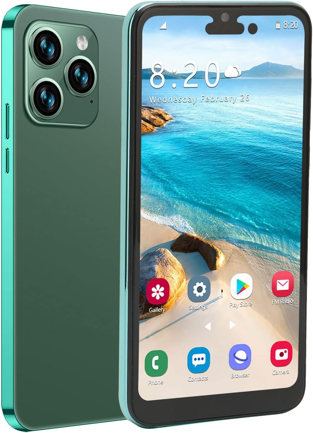 Zunate I14pro Max 4G Smartphone, 6.1in HD Screen Phone for Android 11 with Navigation System, Dual SIM 4GB RAM 64GB ROM 8MP 16MP 4000mAh Battery Unlocked Mobile Phone for SeniorDark Green