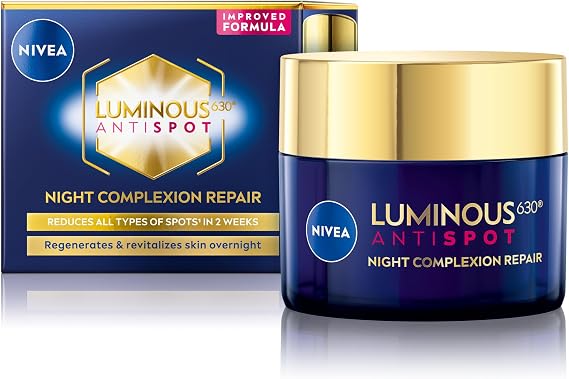 NIVEA Luminous 630 Anti Dark-Spot Night Cream (50ml), Dark-Spot Correcting Night Face Cream, Revitalises Skin Complexion with Hyaluronic Acid