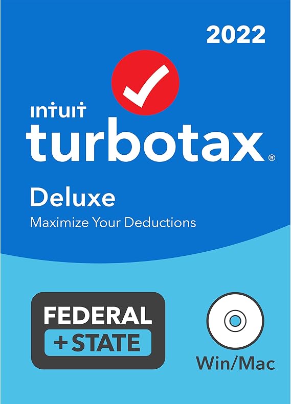 [Old Version] TurboTax Deluxe 2022 Tax Software, Federal and State Tax Return [PC/MAC Disc]