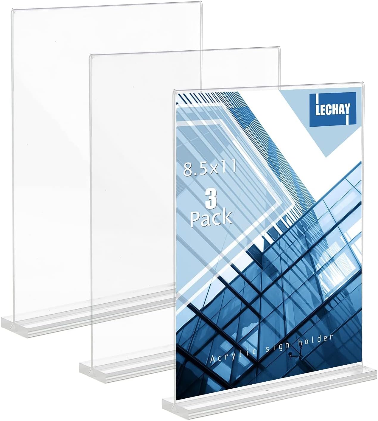 3 Pcs Acrylic Sign Holder, 8.5 x 11 inches Clear Table Menu Display Stand Desktop Display Stand Paper Holder Table Top Sign Holder Suitable for Restaurants, Office, Home, Store 3PCS-Acrylic