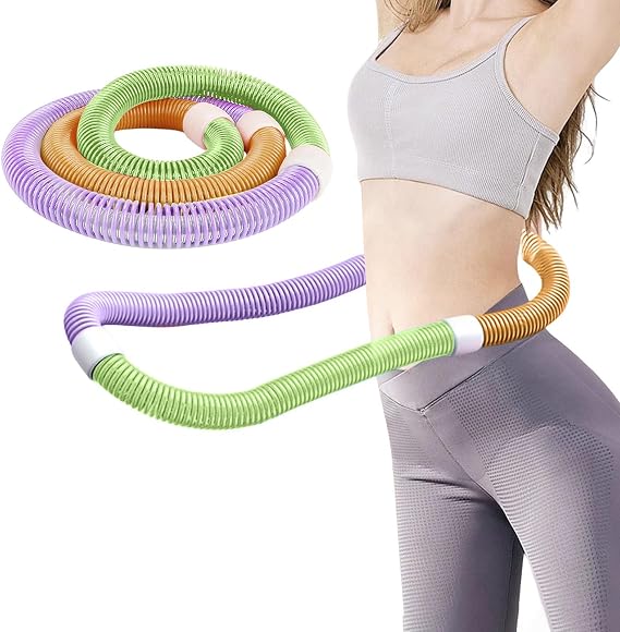 Worparsen Weighted Soft Hula Circle for Adult Fitness – Foldable Circle Hoops 3.3 lbs Weighted Spring Hoops, Higher Calorie Burn, Portable Slimming Exercise Equipment for Home and Travel