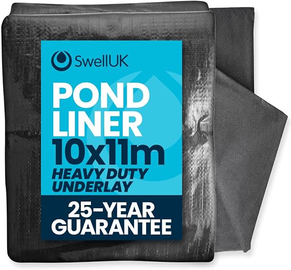 Swell UK 10m x 11m Pond Liner | | Heavy Duty Underlay | UV Resistant | Garden Fish Ponds