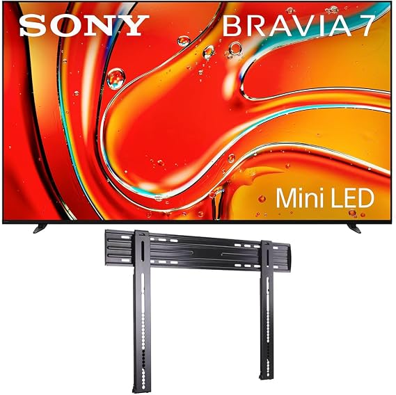 Sony K65XR70 65 Inch 4K Bravia LCD Mini LED Full Array HDR Google TV with a Sanus LL11-B1 Super Slim Fixed-Position Wall Mount for 40-85 Inch TVs (2024)