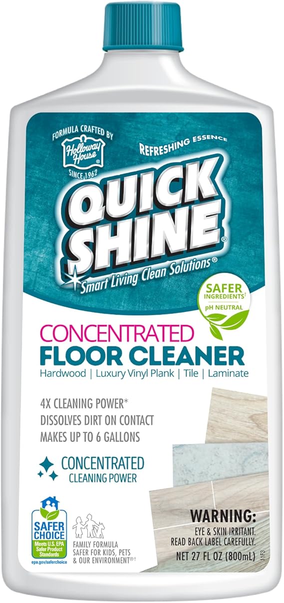 Quick Shine Multi Surface Concentrated Floor Cleaner 27oz Use on Hardwood, Laminate, Luxury Vinyl Plank LVT, Tile & Stone Dirt Dissolving & Powerful Cleaning Makes 27 Gallons