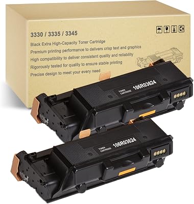 Phaser 3330 Workcentre 3335 3345 Black Extra High Capacity Toner-Cartridge Replacement for Xerox 106R03624 Toner for Phaser 3330DNI 3330 WorkCentre 3345 3335 3345DNI 3335DNI, 2 Black, 15,000 Pages