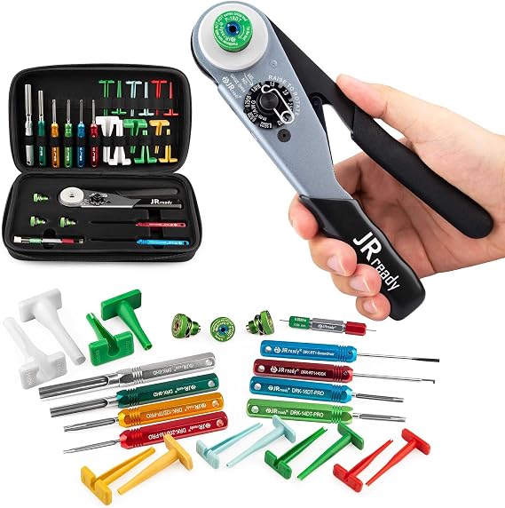 JRready 25Pcs ST2173 Deutsch Connectors Tool Kit, ACT-HDT Crimp Tool for Deutsch Size 12#16#20# Solid Contact Connectors with Deutsch Pin Removal Tools Kit for 4#8#12#16#20# Contacts
