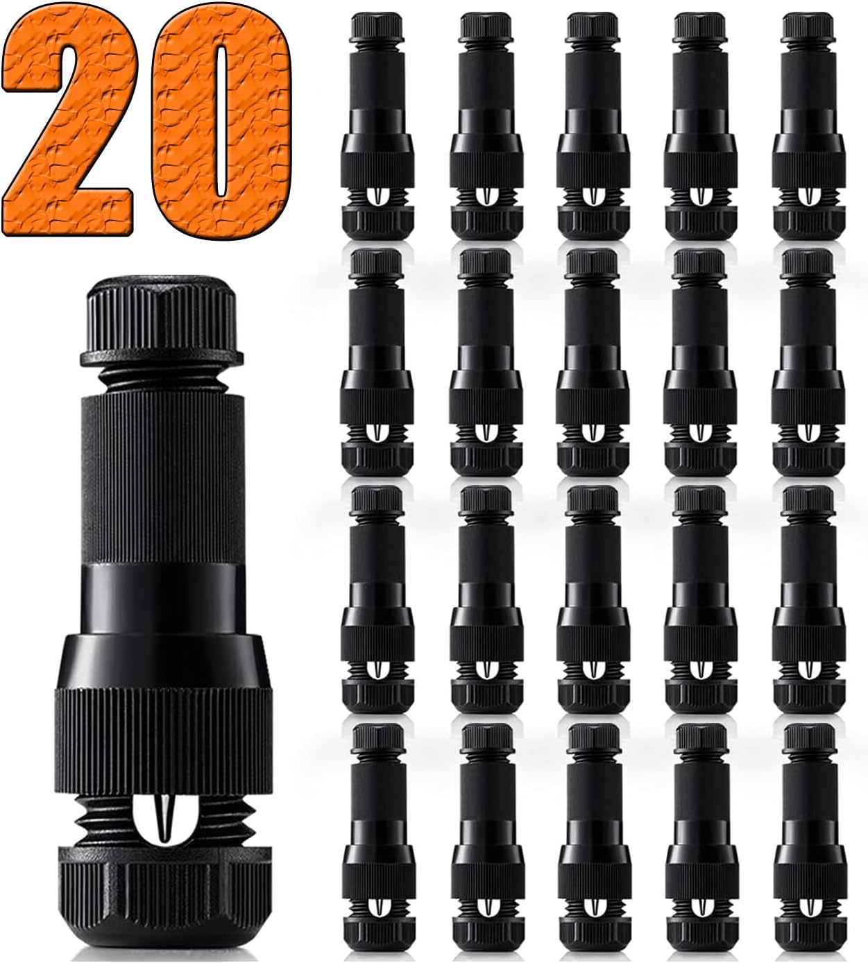 20Pack Low Voltage Fastlock Landscape Lights Cable Connector 12-14 Gauge Wire for Malibu Paradise Moonrays and Other Outdoor Lighting Brands