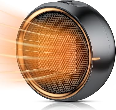 ASNUG Space Heater, Portable Electric 500W PTC Ceramic Heaters for Indoor Use, Efficient Fast Heating, Tip-Over & Overheat Protection, Quiet Small Mini Desk Heater for Bathroom Home Office Bedroom