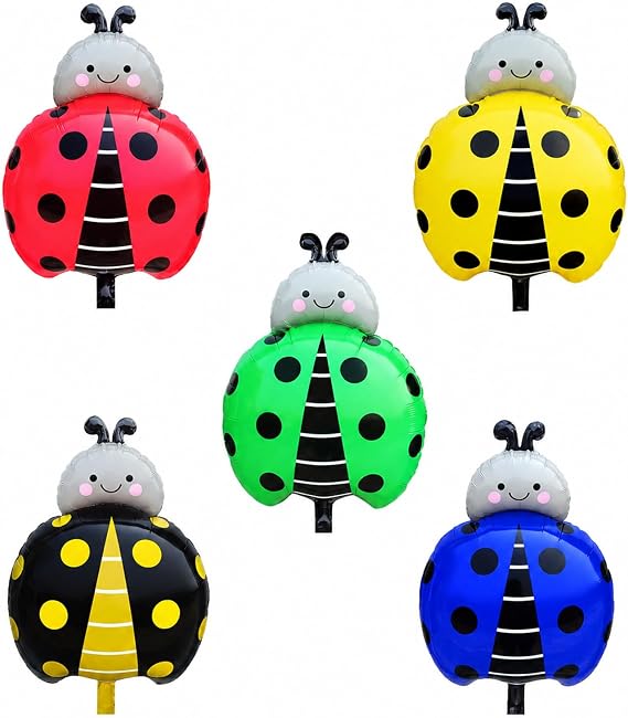 Ladybug Foil Balloon, Ladybird Decoration, Pack of 5