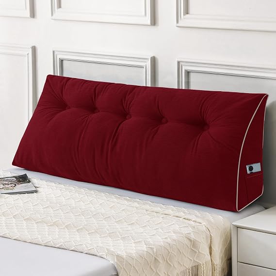 Sasttie Headboard Pillow Queen, Wedge Pillow Headboard, Wine