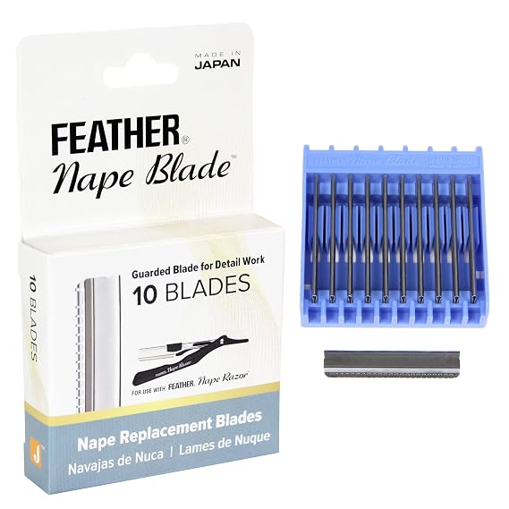 Feather - Nape Blades - Single Edge Guarded Replacement Blades Fits Feather Nape & Body Razor Professional Tool for Thinning, Layering, Precision Styling & Body Hair Removal Made in Japan - 1 Pack