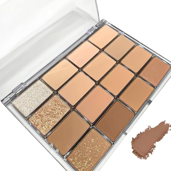 16-Color Eyeshadow Palette | Nude & Neutral Shades | Blendable Nude & Cold Brown Shades for Natural Looks | Dark Brown Eyeshadow | Eye Makeup for Women (Brown)
