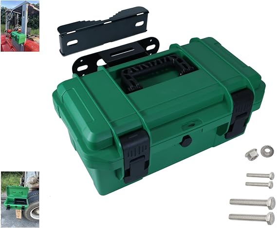 Universal Tool Box Kit,Tractor Tool Box, Lockable,With Mounting Bracket,ATV, UTV, Truck, Utility Vehicle Universal Toolbox, Can be Mounted on The ROPS (Green 16")