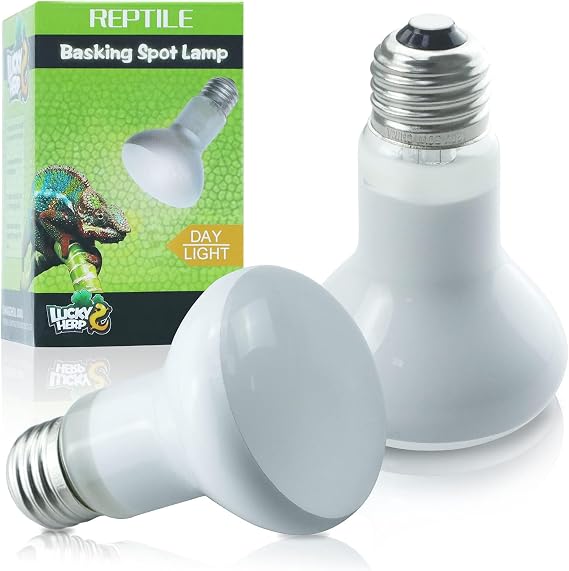LUCKY HERP 2 Pack 50W Reptile Heat Bulb, Basking Spot Heat Lamp for Reptiles, Amphibian, Chicks, Dog Heating Use [Energy Class A++]