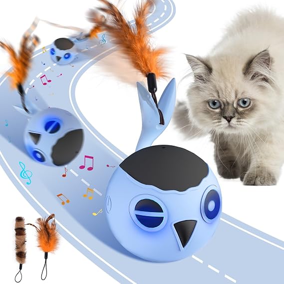 Cat Toys Ball, Smart Motion Sensor Moving Ball with 4 Sounds& 3 Speed Modes