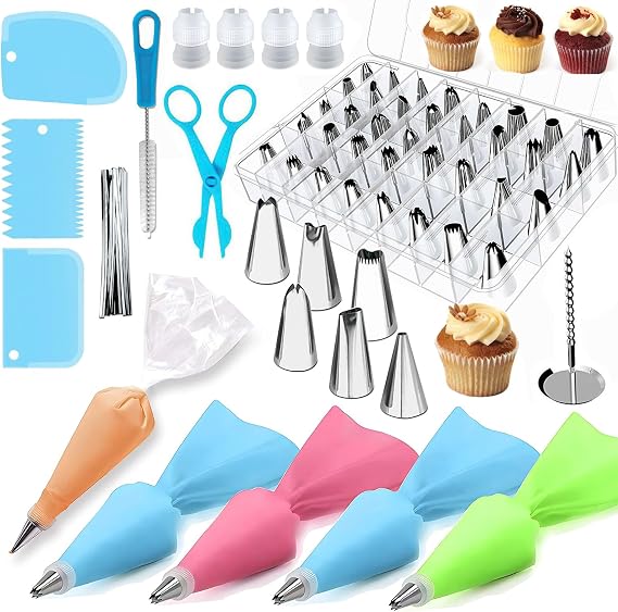 Cake Decorating Tips Set, Icing Piping Bag and Tips Set, Cake Decorating Kit with 48 Piping Tips for Cookie Cupcake Decorating Set of 72
