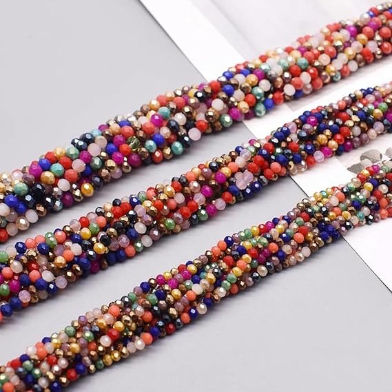 2mm 3mm 4mm 6mm 8mm Rondelle Crystal Glass Beads Flat Faceted Loose Spacer Glass Beads for Jewelry Making Jewelry DIY-SS05-3mm Approx 122pcs