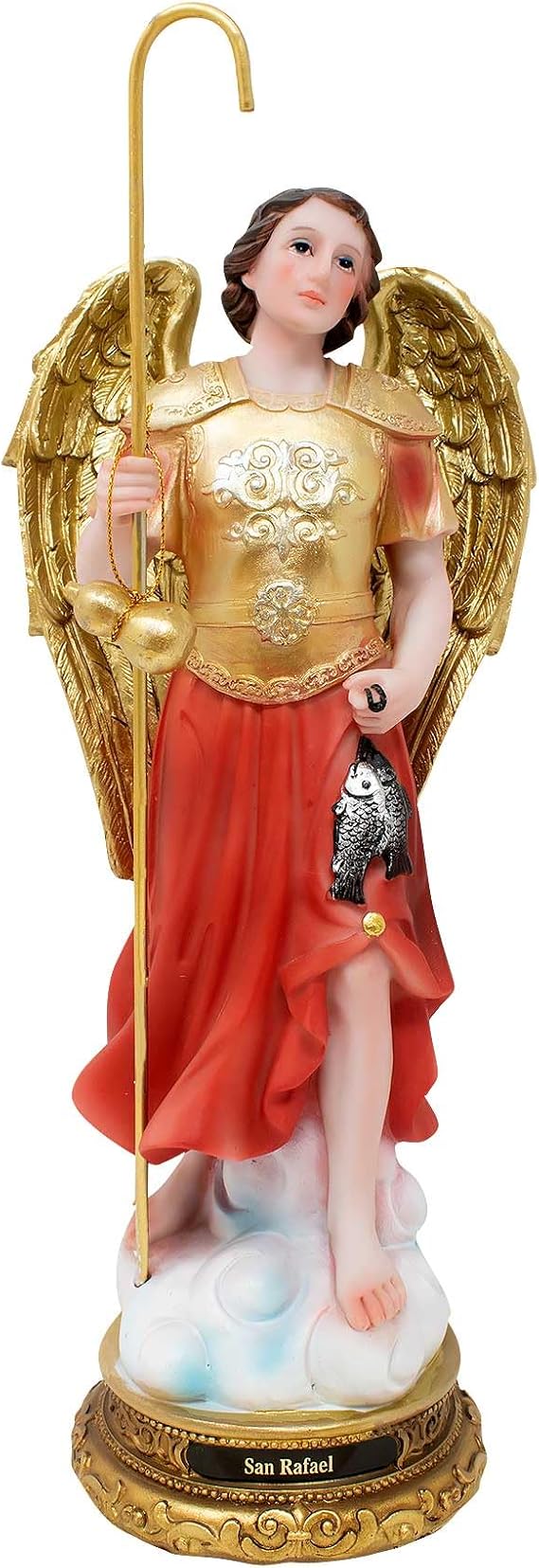 Archangel Saint Raphael Statue, san Rafael Angel of Healer estatua figuria, imagen religioso, holy Catholic Gift; 12 inches Resin Craftsmanship | Religious Home Decor