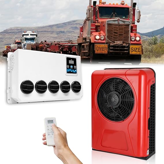 12 Volt Dc Air Conditioner, 12V Split Air Conditioner 10500 BTU for Truck Parking, Camper Mini AC Unit - Quiet 8 Hours Run, Rapid Cooling Cost-Effective for Semi Truck, Pickup, Bus, Motorhome, Trailer