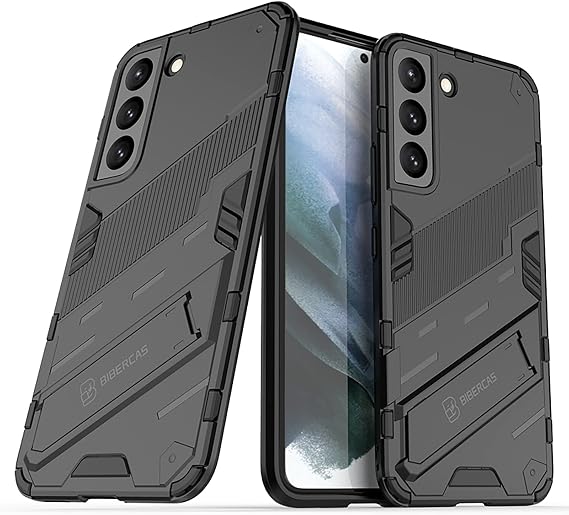 LOLFZ Case for Samsung Galaxy S22 5G, Armor Case with Stand Military Grade Protection Impact-Resistant Bumper Mobile Phone Cover for Samsung Galaxy S22 5G - Black
