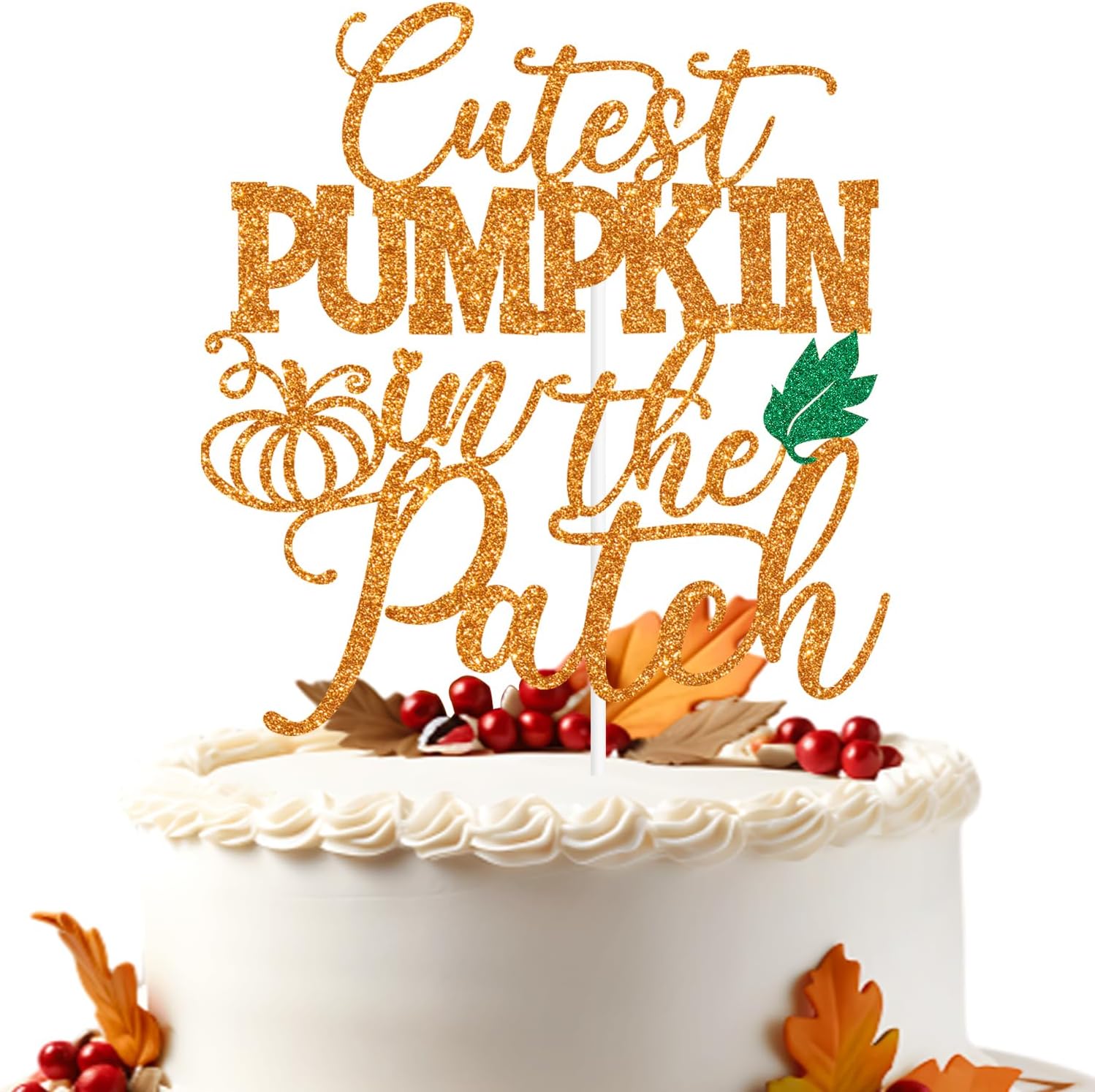 Orange Glitter Cutest Pumpkin in the Patch Cake Topper, A Little Pumpkin is on the WayPumpkin Oh Baby, Pumpkin Themed Baby Shower Party Decorations Supplies