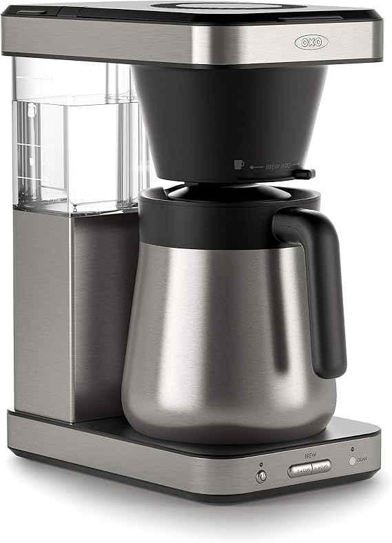 OXO Brew 8-Cup Coffee Maker - Single-Serve, Thermal Carafe, Stainless Steel | SCA Certified Home Brewer, Precise Temperature Control, Rainmaker Shower Head, Brew any amount of coffee from 10 oz to 40 oz