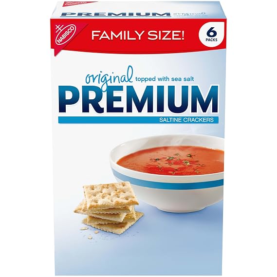 Premium Original Saltine Crackers, Lunch Snacks, Family Size, 24 oz | Certified Kosher, Topped with Sea Salt