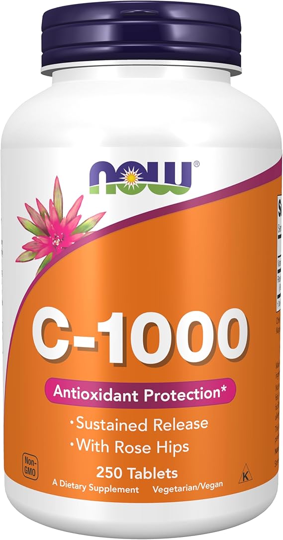 Now Foods Vitamin C-1000 Sustained Release with Rose Hips 250 Tabs (500 (250 X 2))