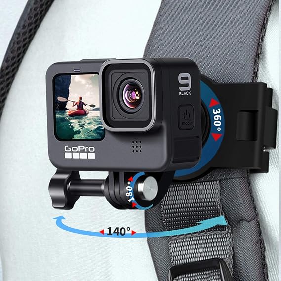 GoPro Accessories Backpack Shoulder Chest Strap Clip Mount, Adjustable Mount Compatible with GoPro Hero 10 9 8 7 6 5 4 Black Session, Insta 360 One R, DJI Osmo Action Camera