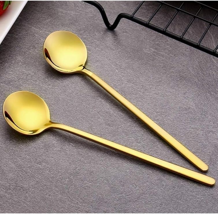 Madymark Gold Çay Kaşığı 6'Lı Kahve Dondurma Tatlı Pasta Şeker Kaşık Set