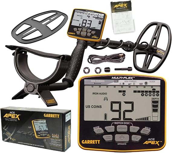 Garrett - ACE Apex Metal Detector for Adults Professional - Wireless Ready, Waterproof Search Coil, Multi Frequency, Multi Salt Mode, Rechargable Battery