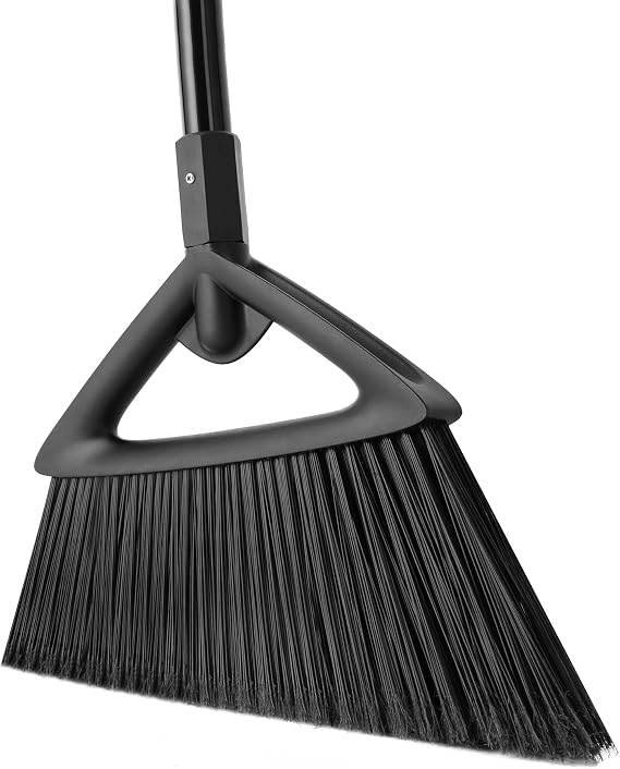 Eyliden Angle Broom with 57" Long Handle, Outdoor Indoor, Black