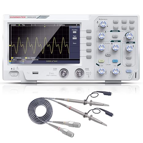 Hanmatek DOS1102 Portable Professional Oscilloscope Kit with 2 Channels and 7 Inch/18 cm TFT LCD Screen 110 MHz Bandwidth 100-240 V