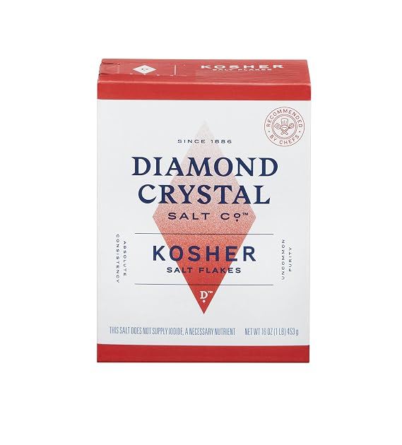 Diamond Crystal Kosher Salt Flakes Full Flavor, No Additives - Pure and Natural Since 1886-1 Pound Box