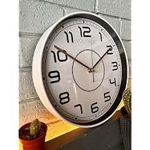 VOLANTE® Modern Duvar Saatleri ATTRACTIVE Serisi 30 cm Ø Gerçek Cam Ev/Ofis/Mutfak/Sınıf/Okul Sessiz & Akar (BEYAZ-BRONZ)