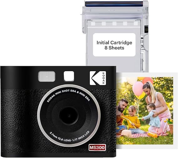 Kodak Mini Shot 3 ERA Siyah 3X3 | Siyah, Kare Format 3x3 İnç, USB Şarj Edilebilir Pil