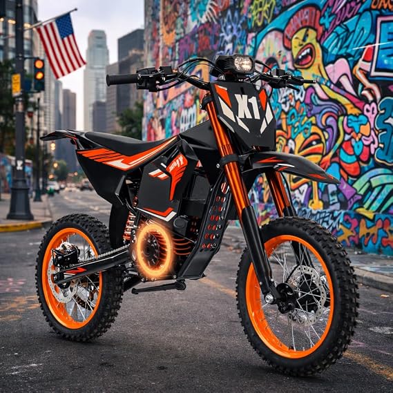 Electric Dirt Bike 4500W, X1 Spark 50MPH Electric Bike for Adults 60 Miles, 14"/12" Fat Tire E-Motorcycle for Mountain Off-Road Teens Adults (M, Fits 4'2''-6'0'' Height, Age 13+)