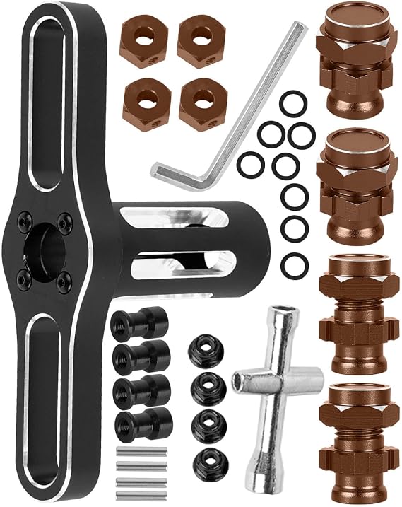 RC Upgrade Parts Aluminum 17mm/12mm Wheel Hex/Nut/Wheel Wrench 1/10 Slash/Rustler/Stampede/Jat/Hose 4X4 4WD VXL, Hex Hub Adapter Hop-Up, Bronze #9069#9086
