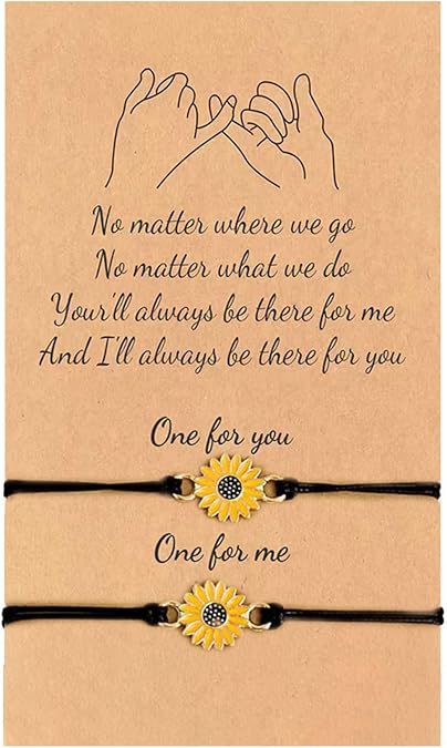 2 Pcs Couples Matching Bracelets for Couples Best Friends Pinky Promise Bracelets,Sun and Moon Bracelets,Sunflower Bracelets Birthday Friendship Gifts for His(Sunflower)