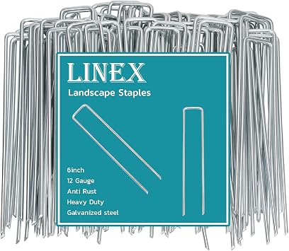 Landscape Staples 4 Inch 30 Pack, Galvanized Garden Staple 12 Gauge Landscaping Stakes Lawn Stakes for Anchoring Weed Barrier Fabric, Irrigation Tubing