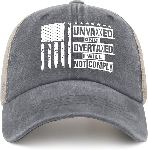 Unvaed and Overtaxed I Will Not Comply Hat Womens with Design Denim Hat for Womens AllBlack Cycling Cap
