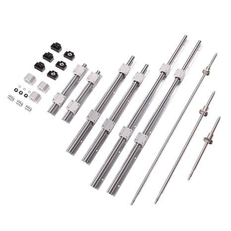 Linear Rail and Ball Screw Kit, RM1605-550/650/1050mm Ballscrew Set with BK / BF12 Support, Nut Housing, Coupling + SBR20-500/600/1000mm Linear Motion Slide Rails for CNC and DIY Project