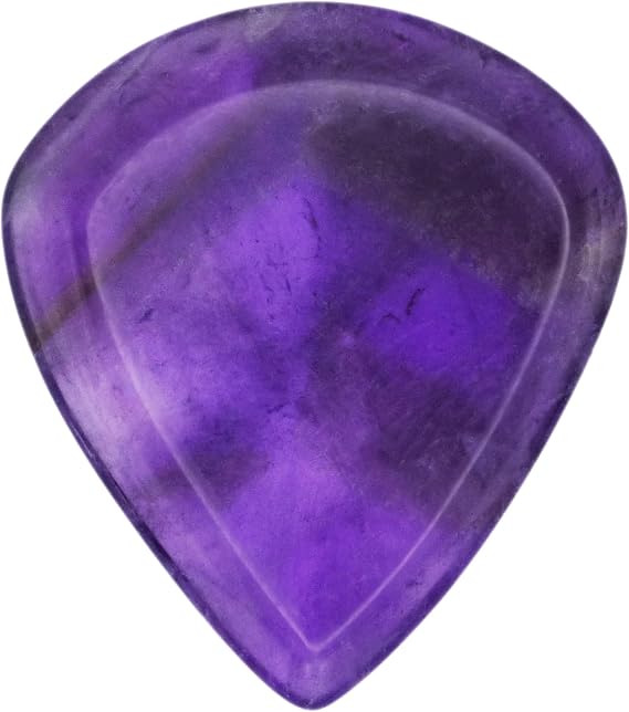 Amethyst Stone Guitar Or Bass Pick - 3.0 mm Ultra Heavy Gauge - Jazz Shape - Specialty Handmade Gemstone Exotic Plectrum