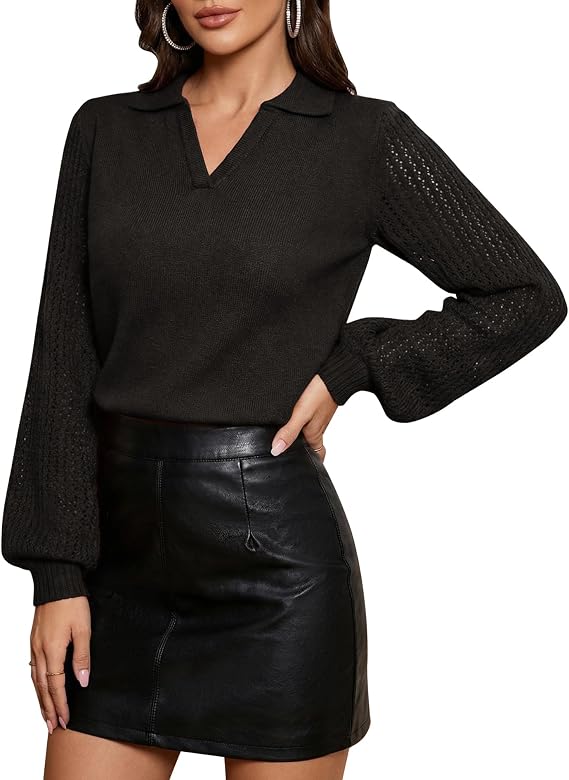 Dressystar Women's 2026 Fall Pullover Sweaters V Neck Long Sleeve Soft Loose Winter Casual Knit Tops