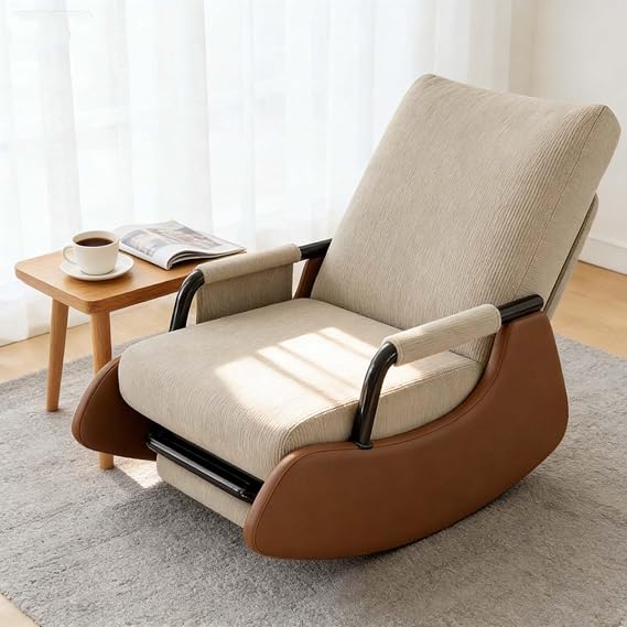 Comfortable Rocking Chair with Ottoman Footrest, Easy to Clean Modern Glider Chair for Living Room Office
