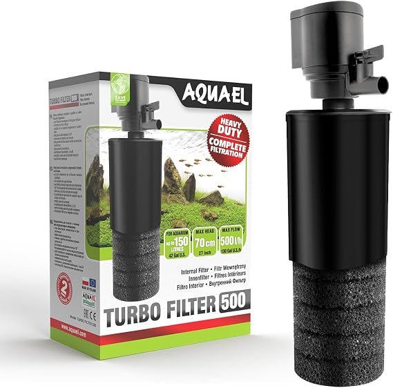 Internal Water Filter Circulation Pump Aquael Turbo Filter (500), Black, Silver