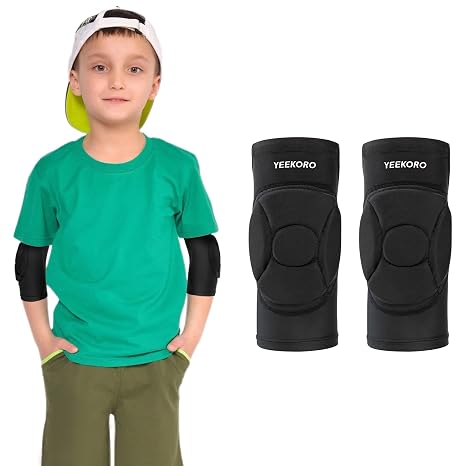 Kids/Youth Knee Pads Elbow Pads Compression Support Sleeve with Thickened Pads Knee Elbow Protective Gear Sports Knee Elbow Protector for Basketball Wrestling Football Volleyball Snowboarding