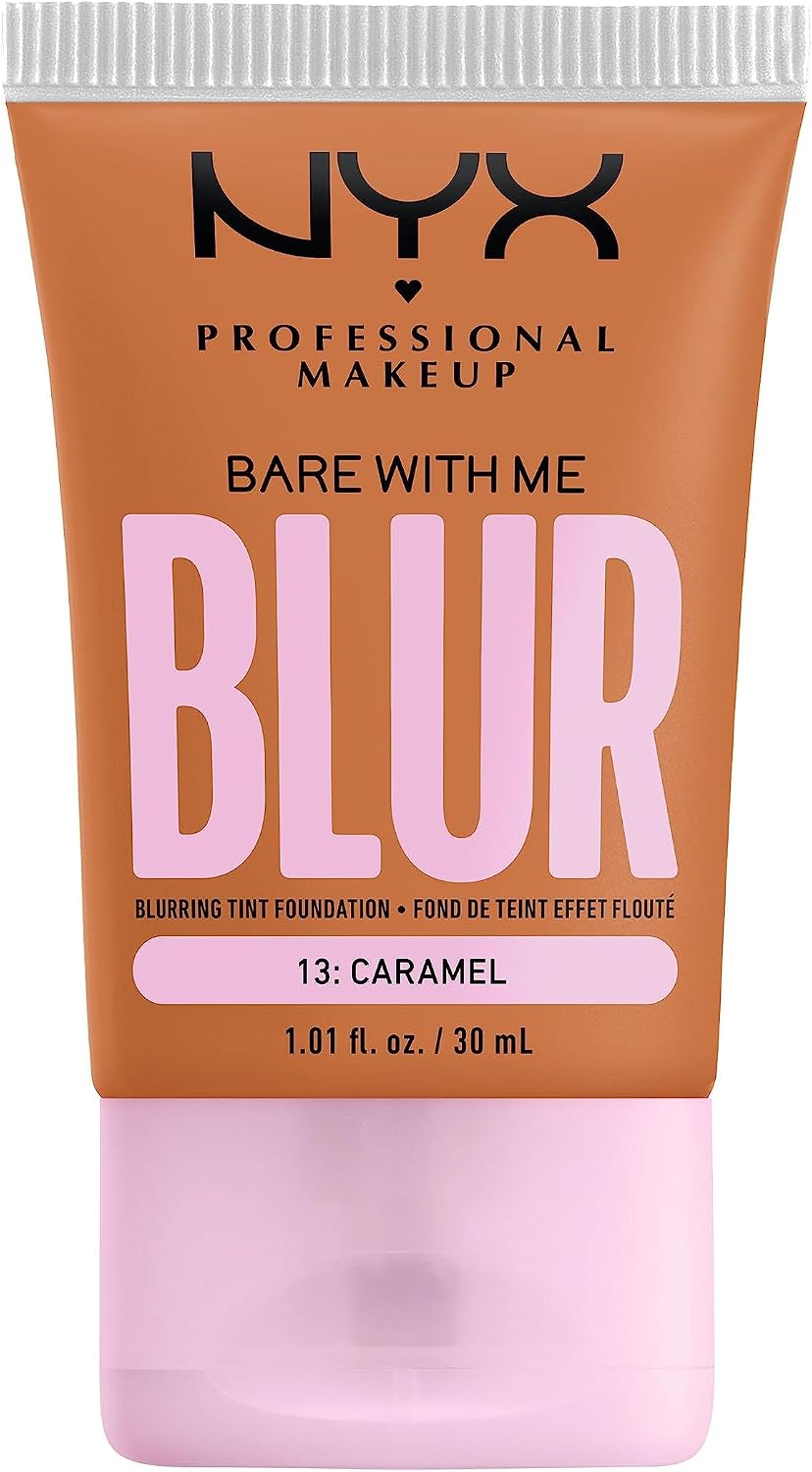 NYX Professional Makeup Blurring Tint Foundation, Medium Coverage, Matte Finish, With Niacinamide, Matcha and Glycerin, 12 Hours Hydrating, Bare With Me Blur, 30 ml, Shade: Caramel